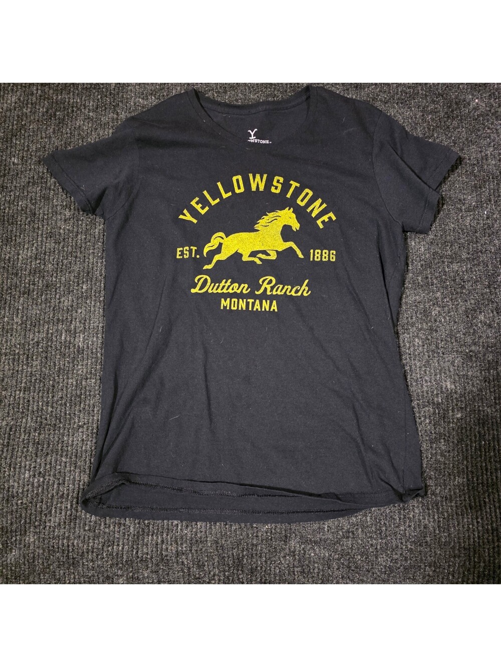 Yellowstone Dutton Ranch Montana Black Cotton T-Shirt Large